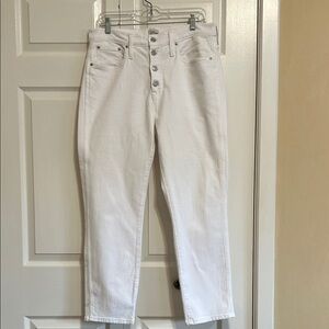 J. Crew High-Rise White Button-Fly Jeans